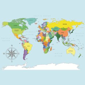 Sticker Harta Lumii - Tari si Oceane