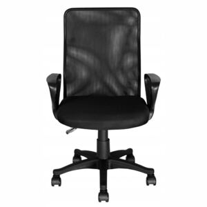 Scaun rulant pentru birou, reglabil pe înălțime, spătar din mesh, negru
