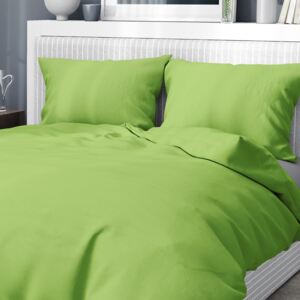 Goldea lenjerie de pat din bumbac - verde 140 x 200 și 70 x 90 cm