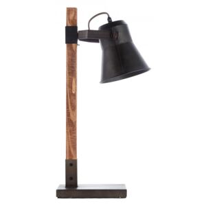 Lampa birou maro/neagra din metal si lemn 55 cm Plow Brilliant
