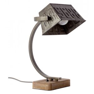 Lampa birou maro/negru otel din metal si lemn 38 cm Drake Brilliant