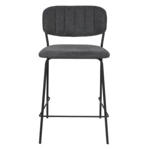 Set 2 scaune de bar cu picioare negre White Label Jolien, înălțime 89 cm, gri închis