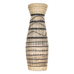 Vaza decorativa maro/neagra din bambus si paie 36 cm Hugo Opjet Paris