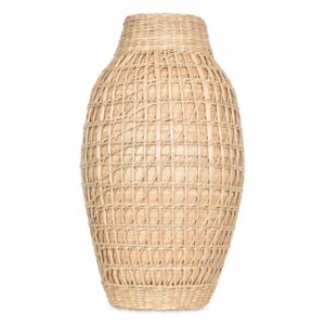 Vaza decorativa maro din bambus si paie 34 cm Hugo Opjet Paris