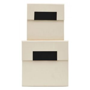 Set 2 cutii cu capac bej din carton Birch House Doctor