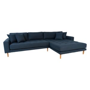 Canapea cu colt albastru inchis din poliester 290 cm Lido Right House Nordic