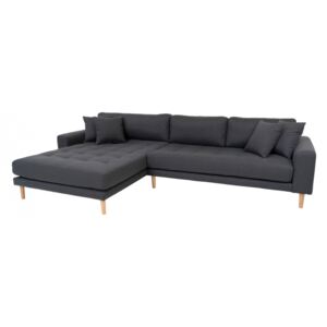 Canapea cu colt gri inchis din poliester 290 cm Lido Left House Nordic