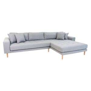 Canapea cu colt gri deschis din poliester 290 cm Lido Right House Nordic