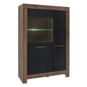 Vitrina cu iluminat LED Balin REG1D1W 100.5x39.5x148.5 cm Stejar monastery si Negru