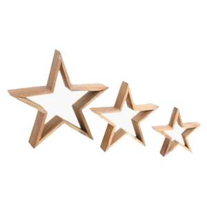 Set 3 decoratiuni maro din lemn de tec Star Raw Materials