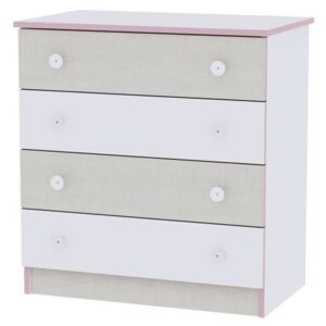 Lorelli - Comoda lemn , 4 sertare , White Pink Crossline