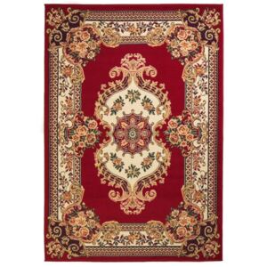 Covor persan, design oriental, 80 x 150 cm, roșu/bej