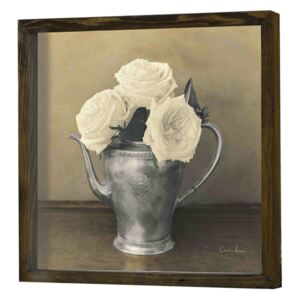 Tablou Canvas MyHome, Vază cu Trandafiri Albi, Design Clasic, DP161