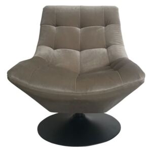 Scaun lounge rotativ bej nisipiu/negru din catifea si metal Richelle Richmond Interiors