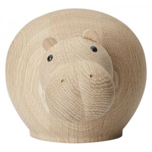 Decoratiune maro din lemn de stejar 11 cm Hibo Hippopotamus Woud