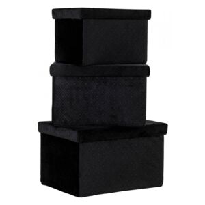 Set 3 cutii negre din catifea Monza House Nordic