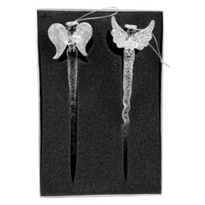 Set 2 decorațiuni în formă de țurțuri cu îngeri Ego Dekor, lungime 20 cm