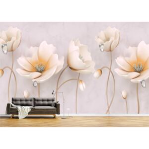 Tapet Premium Canvas - Abstract flori colorate cu perle