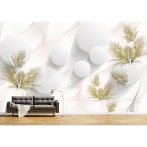 Tapet Premium Canvas - Abstract flori si buline
