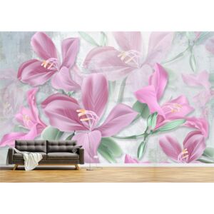 Tapet Premium Canvas - Abstract flori si frunze