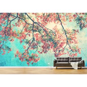 Tapet Premium Canvas - Copac cu flori