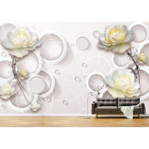 Tapet Premium Canvas - Flori albe abstract