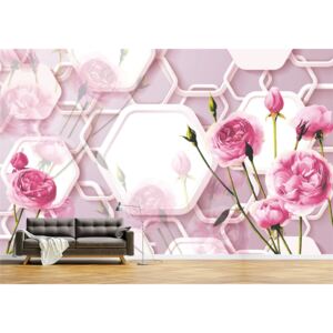 Tapet Premium Canvas - Flori abstracte mov