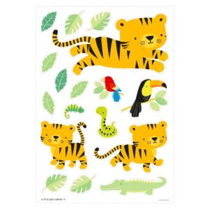 Set 17 stickere pentru perete multicolore din vinil Jungle Tiger A Little Lovely Company