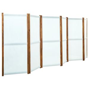 Paravan de cameră cu 6 panouri, alb crem, 420x170 cm