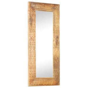 Oglindă sculptată manual, 110x50x11 cm, lemn masiv de mango