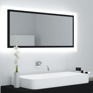 Oglindă de baie cu LED, negru, 100x8,5x37 cm, PAL