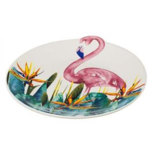 Farfurie intinsa multicolora din portelan 23x24 cm Flamingo Unimasa