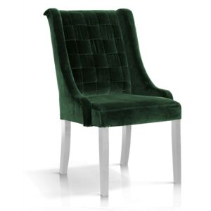 Scaun tapitat cu stofa, cu picioare din lemn Prince Verde / Alb, l55xA70xH105 cm