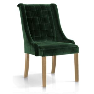 Scaun tapitat cu stofa, cu picioare din lemn Prince Verde / Stejar, l55xA70xH105 cm