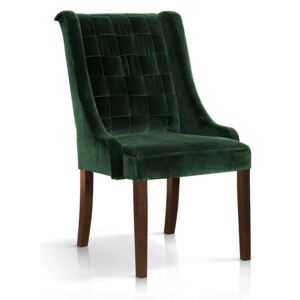 Scaun tapitat cu stofa, cu picioare din lemn Prince Verde / Nuc, l55xA70xH105 cm