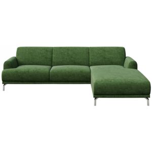 Canapea cu colt verde din poliester si lemn pentru 4 persoane Puzo Right Mesonica
