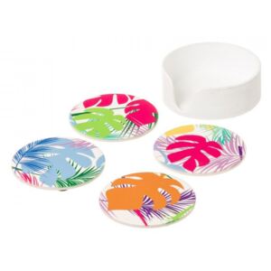 Set 4 coastere cu suport multicolore din ceramica Emi Unimasa
