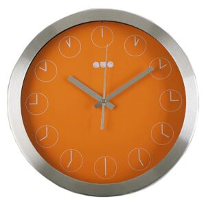 Ceas de perete rotund argintiu/portocaliu din metal 30 cm Inna Versa Home