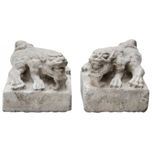 Set 2 decoratiuni gri din marmura 20 cm Lions Versmissen
