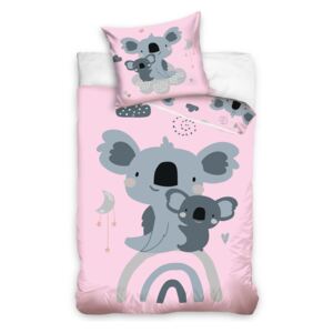 Lenjerie de pat pentru copii Koala roz 140x200 cm