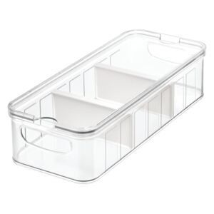 Cutie depozitare transparentă cu capac și 3 compartimente iDesign, 38 x 16 cm