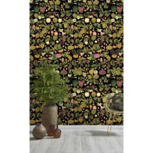 MINDTHEGAP Tapet - Asian Fruits And Flowers Anthracite