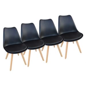 Set scaune negre stil scandinav BASIC 3 + 1 GRATUIT