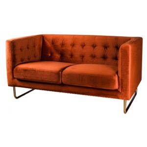 Canapea portocalie/aurie din catifea si inox pentru 2 persoane Meno Gilli