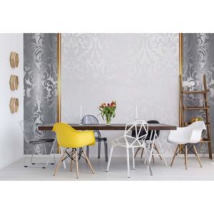 Fototapet - Silver And White Luxury Ornamental Design Vliesová tapeta - 250x104 cm