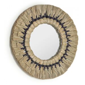Oglinda rotunda maro din iarba si fier 40 cm Akila Kave Home
