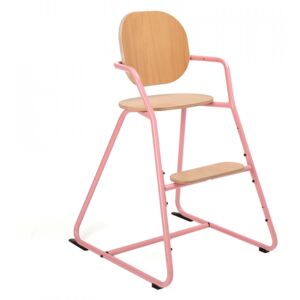 Scaun pentru copii maro/roz din lemn de fag si metal Tibu Charlie Crane