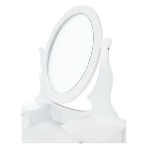 Măsuţă de toaletă cu taburet, albă/argintie, LINET New