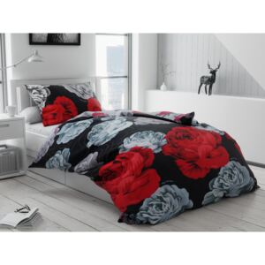 Lenjerie de pat bumbac Roses negru