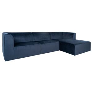 Canapea cu colt albastru din catifea si lemn 272 cm Alba Right House Nordic